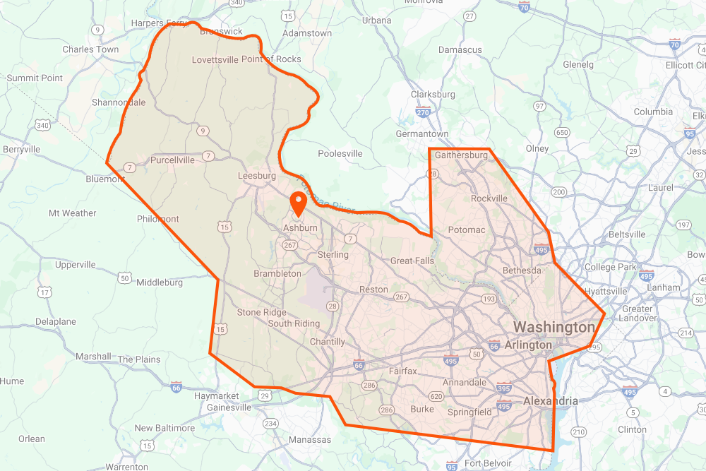 DeHenzel Training Service Area Map Ashburn