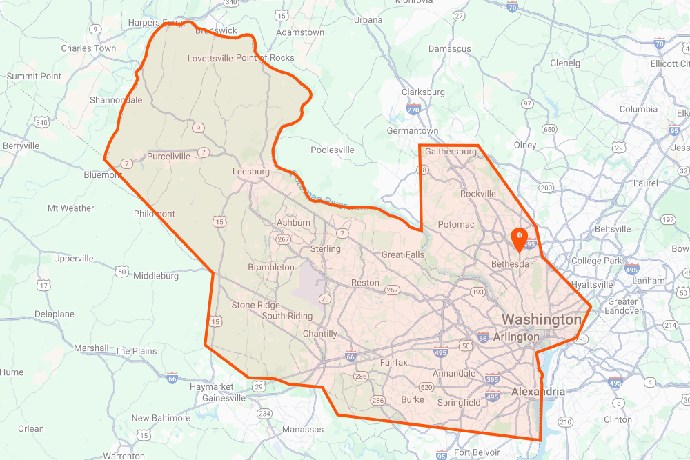 DeHenzel Training Service Area Map Chevy Chase