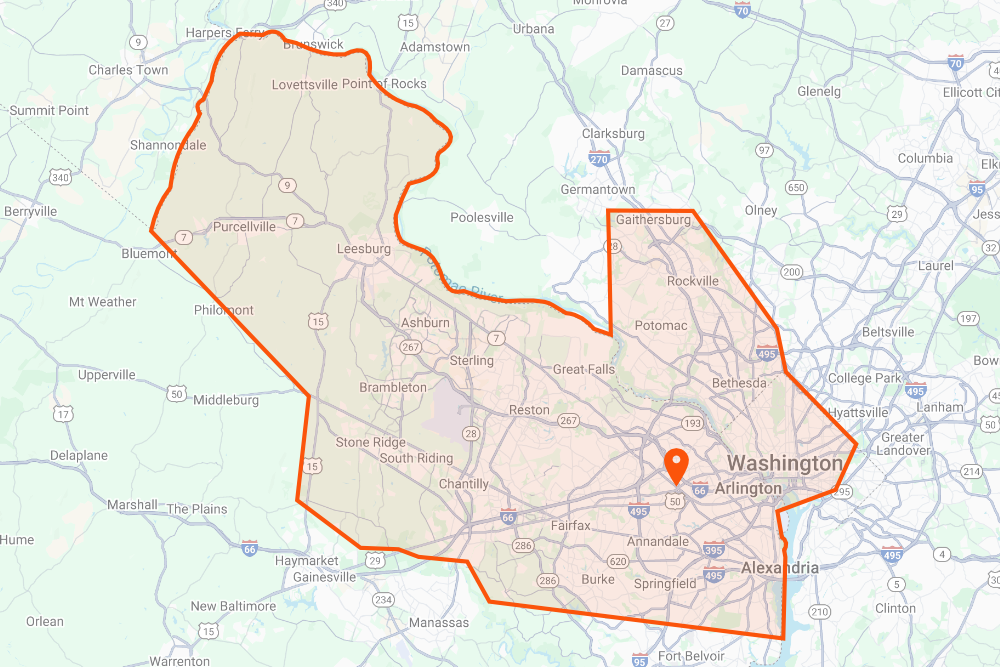 DeHenzel Training Service Area Map Falls Church