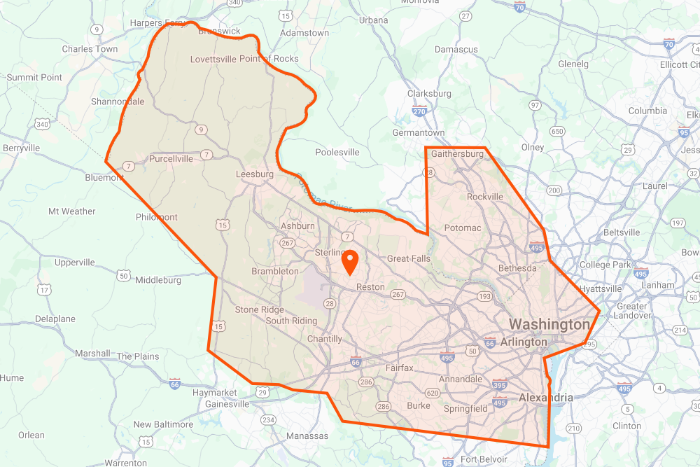 DeHenzel Training Service Area Map Herndon