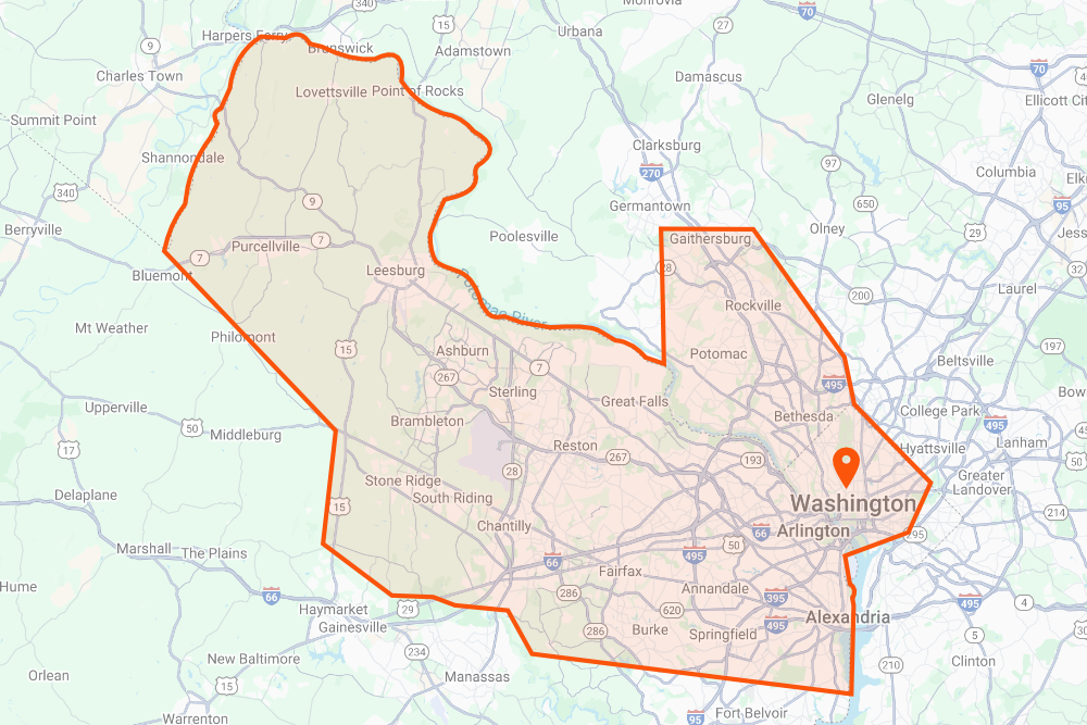 DeHenzel Training Service Area Map Washington DC